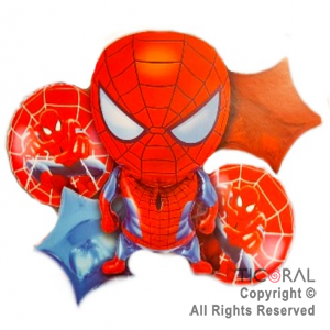 SET DE GLOBOS METALIZADO SPIDERMAN ESTRELLA 5 UNIDADES X 1